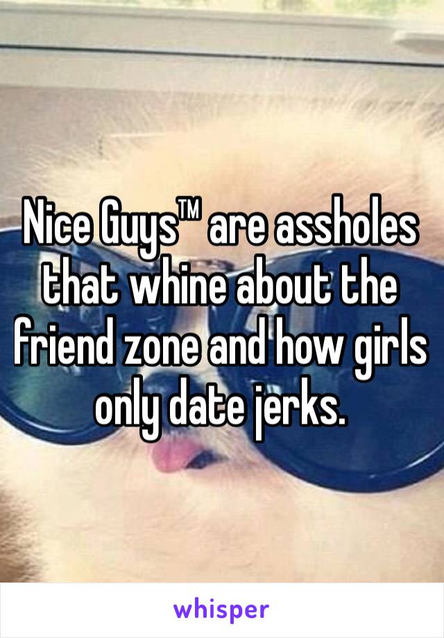 Nice Guys™ are assholes that whine about the friend zone and how girls only date jerks. 