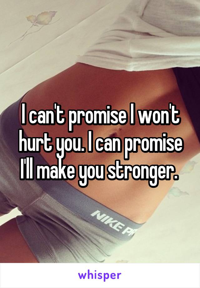I can't promise I won't hurt you. I can promise I'll make you stronger. 