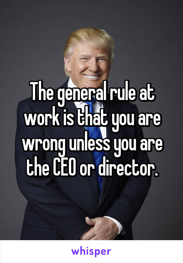 The general rule at work is that you are wrong unless you are the CEO or director.