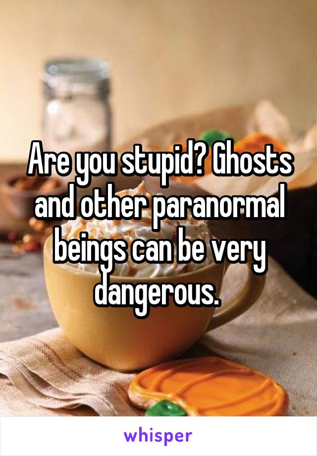Are you stupid? Ghosts and other paranormal beings can be very dangerous. 