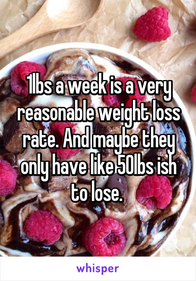 1lbs a week is a very reasonable weight loss rate. And maybe they only have like 50lbs ish to lose. 