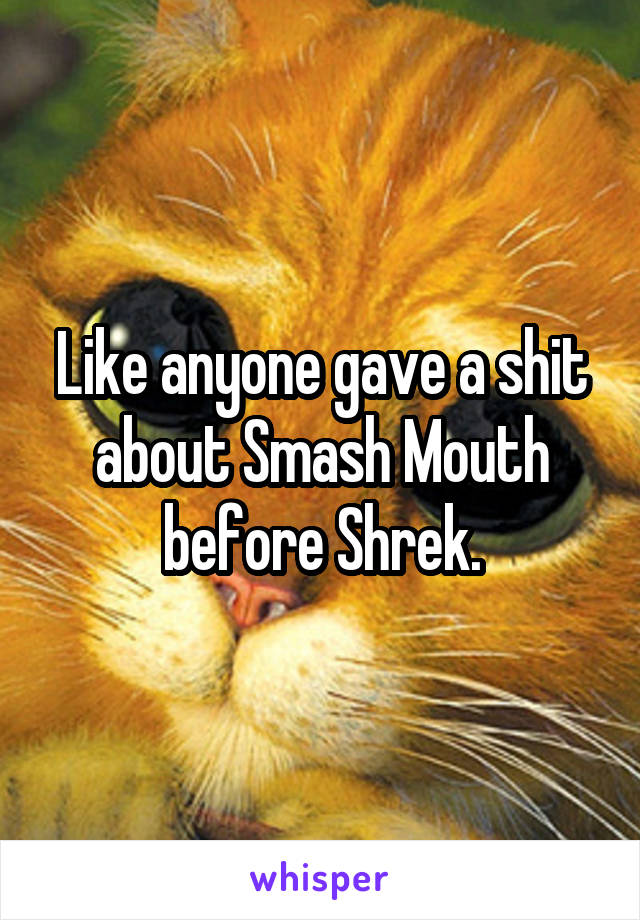 Like anyone gave a shit about Smash Mouth before Shrek.