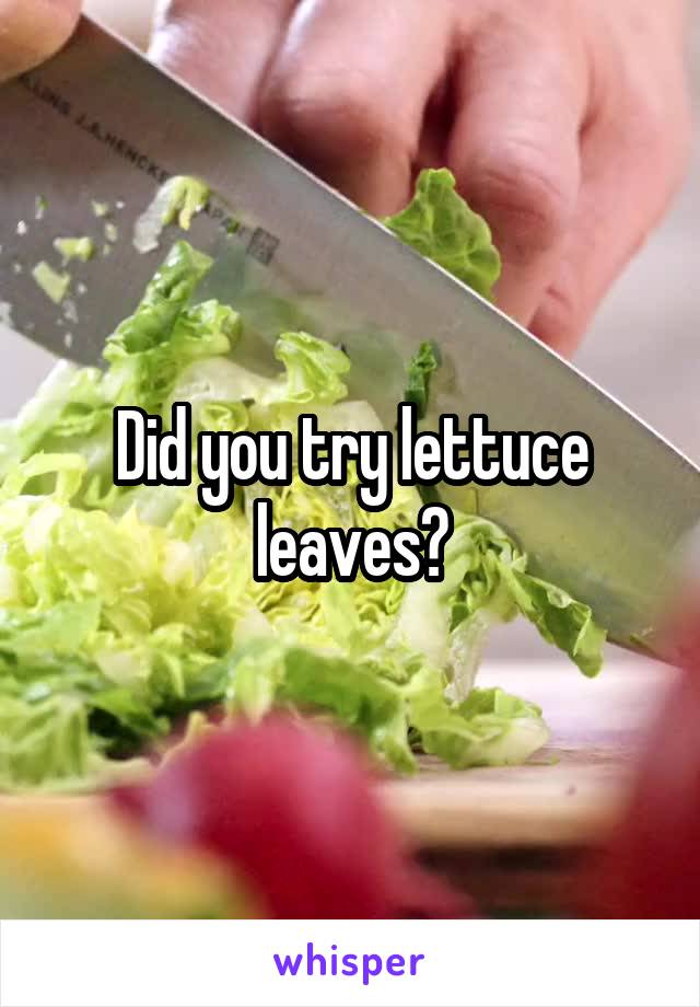 Did you try lettuce leaves?