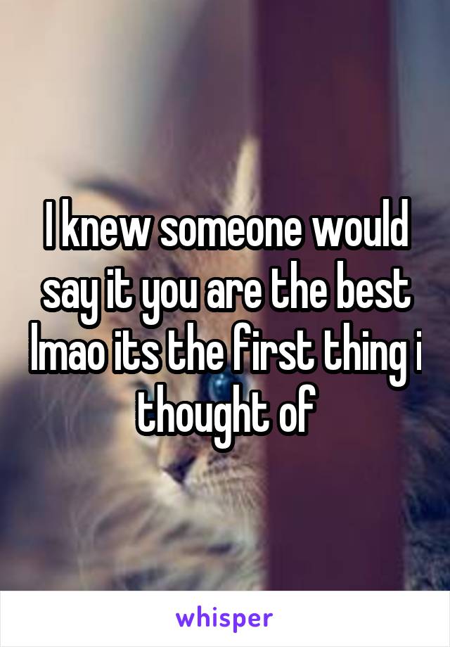 I knew someone would say it you are the best lmao its the first thing i thought of