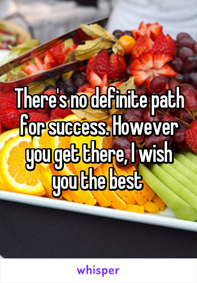 There's no definite path for success. However you get there, I wish you the best 