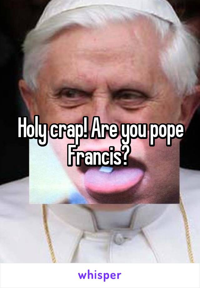 Holy crap! Are you pope Francis? 