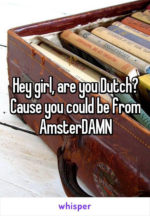 Hey girl, are you Dutch? Cause you could be from AmsterDAMN