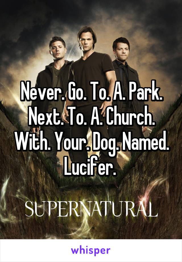 Never. Go. To. A. Park. Next. To. A. Church. With. Your. Dog. Named. Lucifer. 