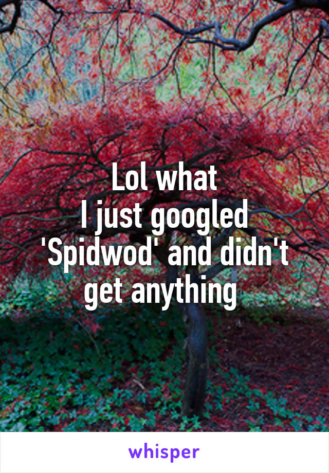 Lol what
I just googled 'Spidwod' and didn't get anything 