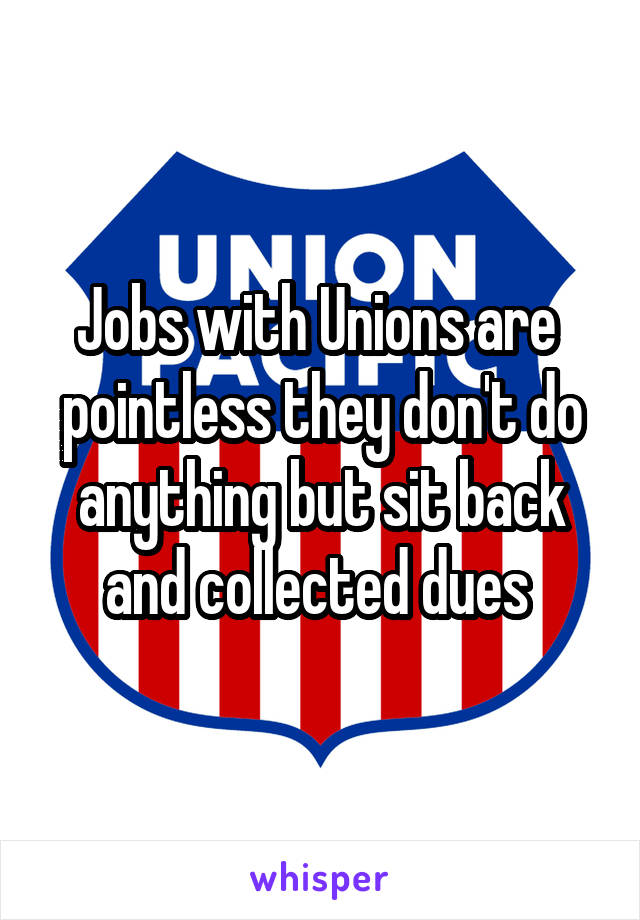 Jobs with Unions are  pointless they don't do anything but sit back and collected dues 