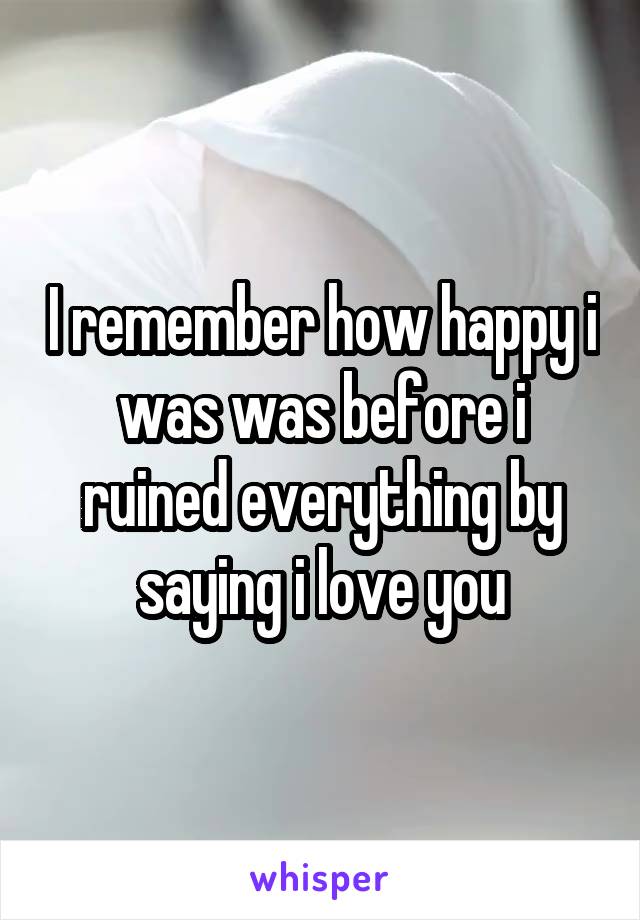 I remember how happy i was was before i ruined everything by saying i love you