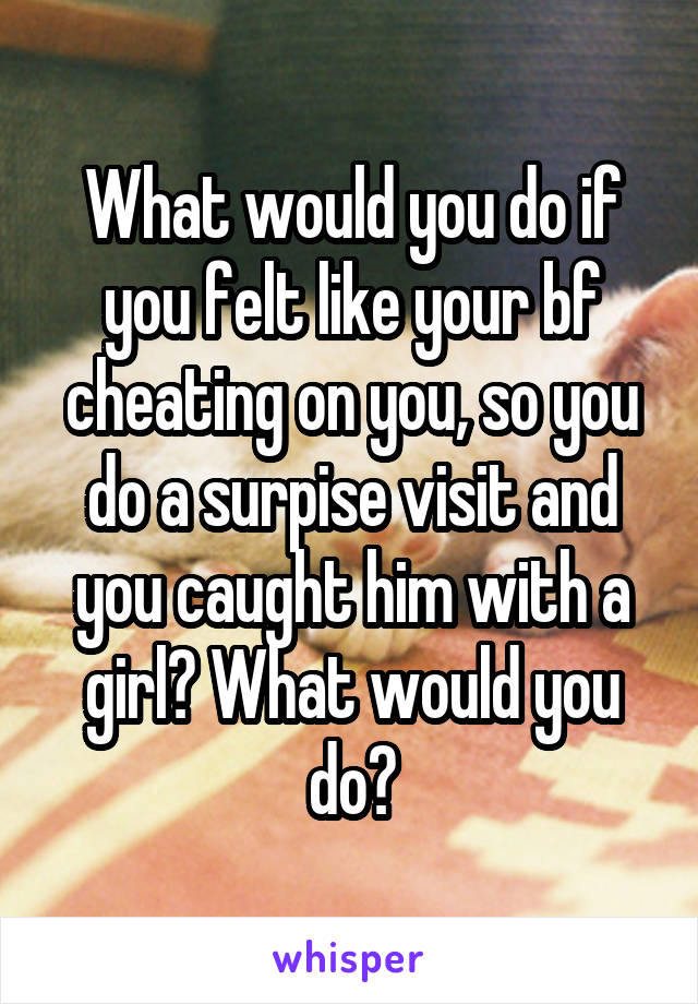 What would you do if you felt like your bf cheating on you, so you do a surpise visit and you caught him with a girl? What would you do?