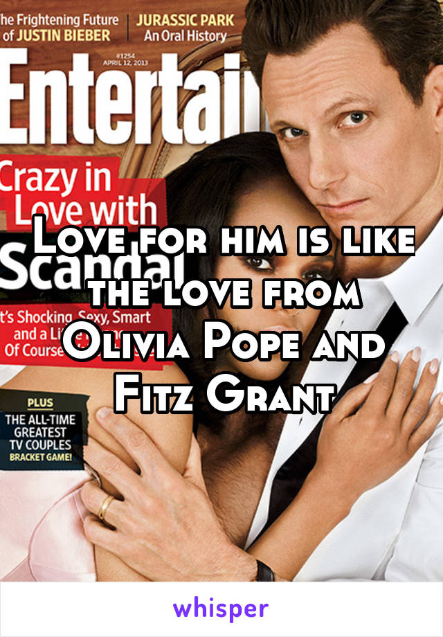 Love for him is like the love from Olivia Pope and Fitz Grant