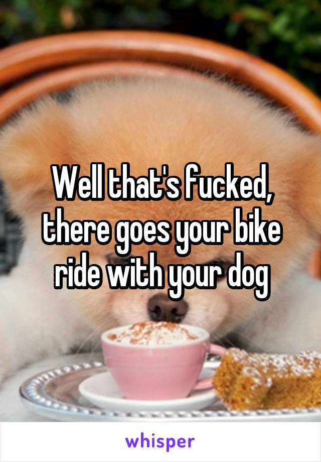 Well that's fucked, there goes your bike ride with your dog