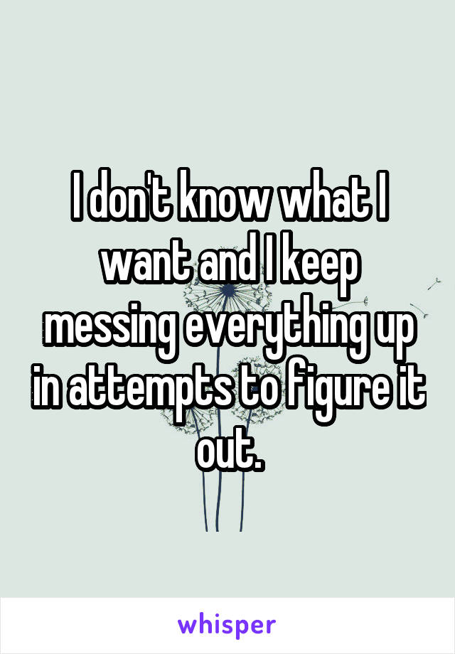 I don't know what I want and I keep messing everything up in attempts to figure it out.