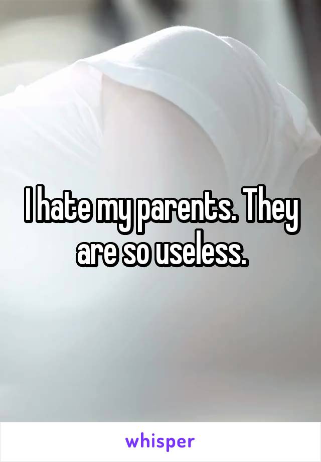 I hate my parents. They are so useless.