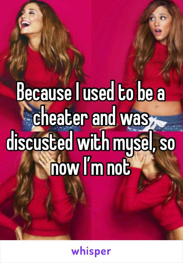 Because I used to be a cheater and was discusted with mysel, so  now I’m not 