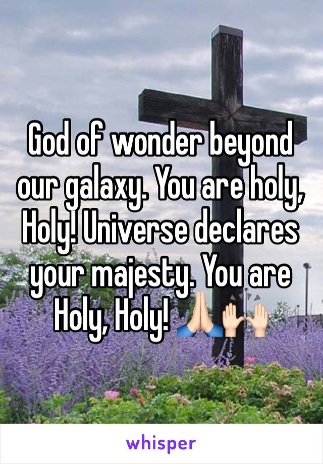 God of wonder beyond our galaxy. You are holy, Holy! Universe declares your majesty. You are Holy, Holy! 🙏🏻🙌🏻