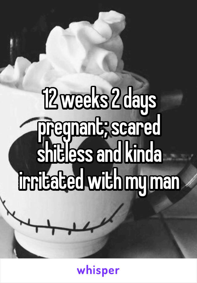 12 weeks 2 days pregnant; scared shitless and kinda irritated with my man