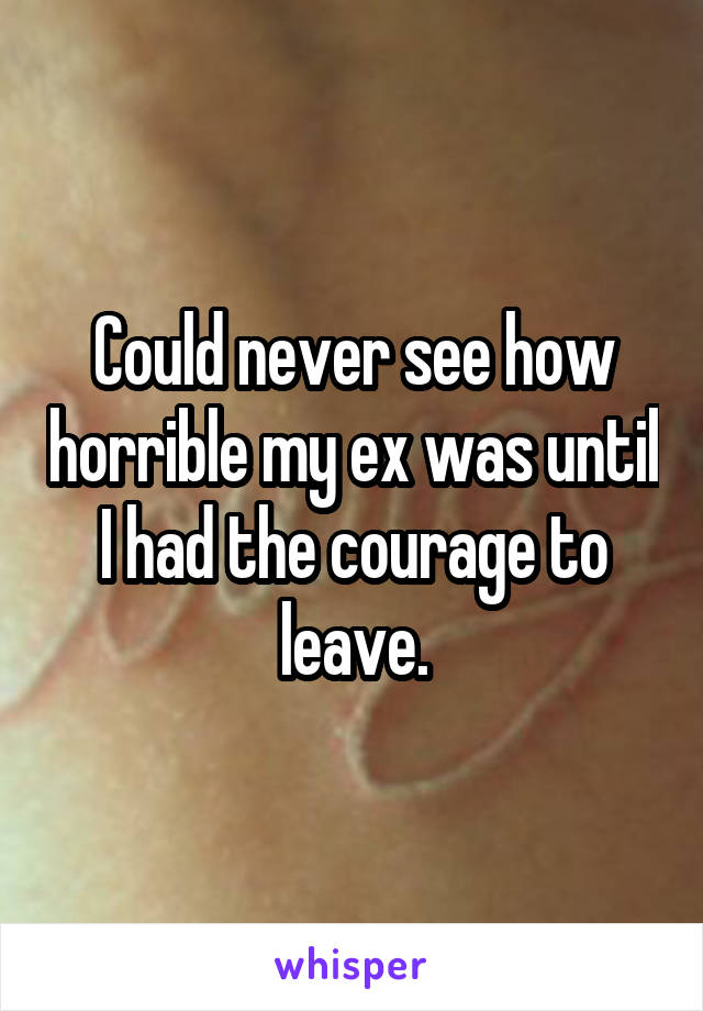 Could never see how horrible my ex was until I had the courage to leave.