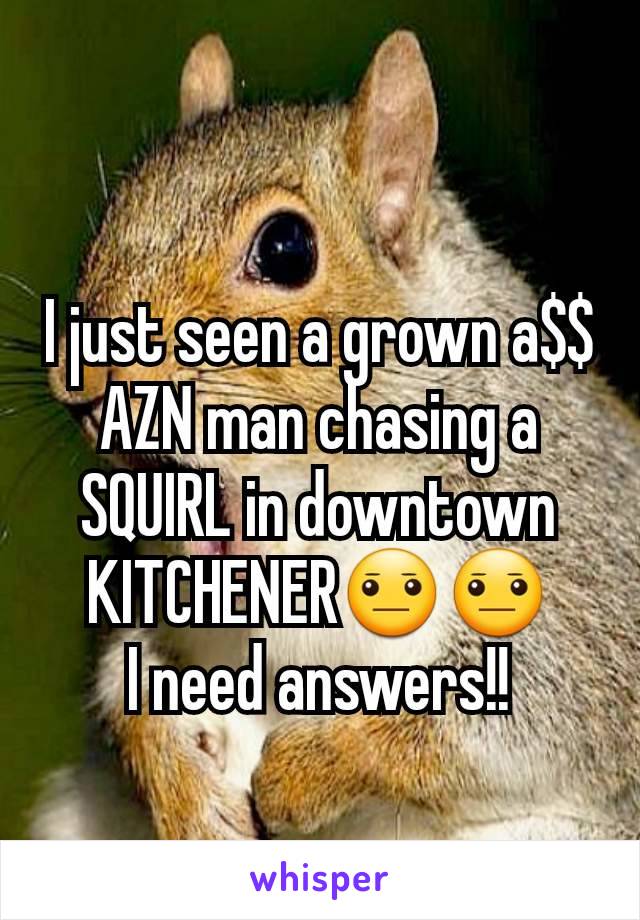 I just seen a grown a$$ AZN man chasing a SQUIRL in downtown KITCHENER😐😐
I need answers!!
