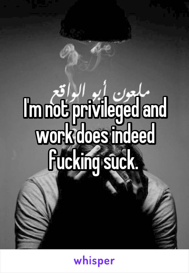 I'm not privileged and work does indeed fucking suck. 