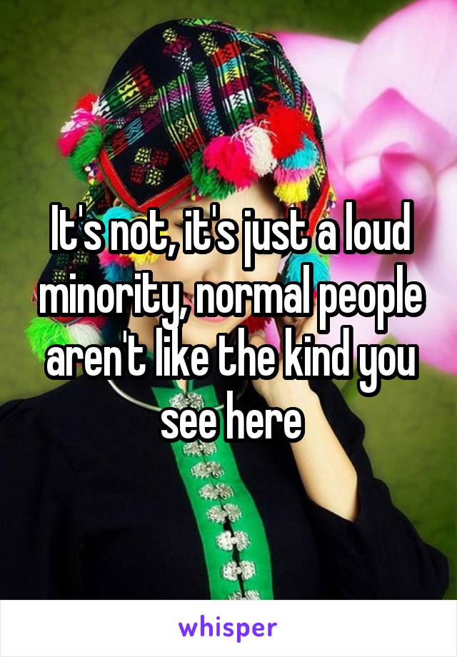 It's not, it's just a loud minority, normal people aren't like the kind you see here