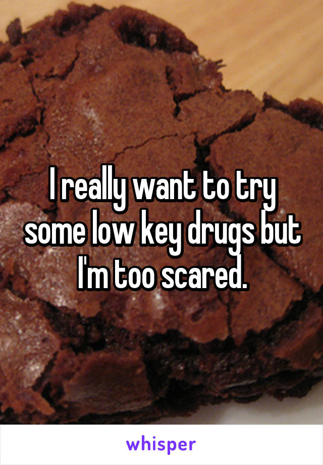 I really want to try some low key drugs but I'm too scared.