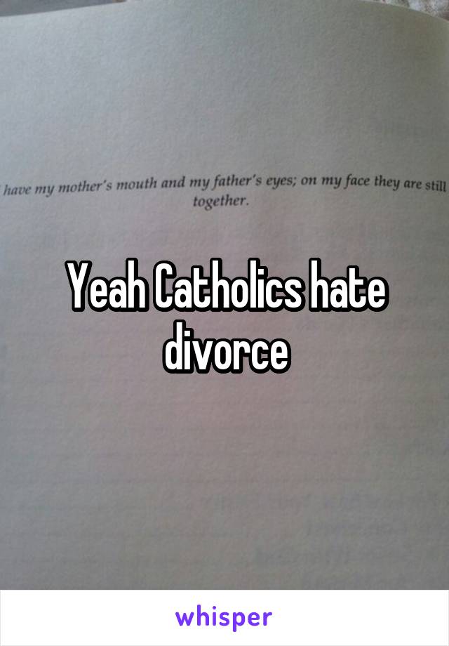 Yeah Catholics hate divorce