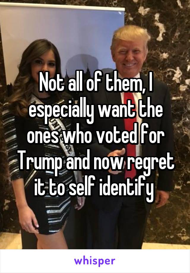 Not all of them, I especially want the ones who voted for Trump and now regret it to self identify 