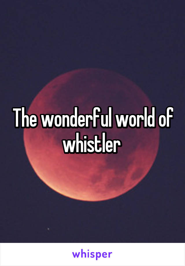 The wonderful world of whistler 