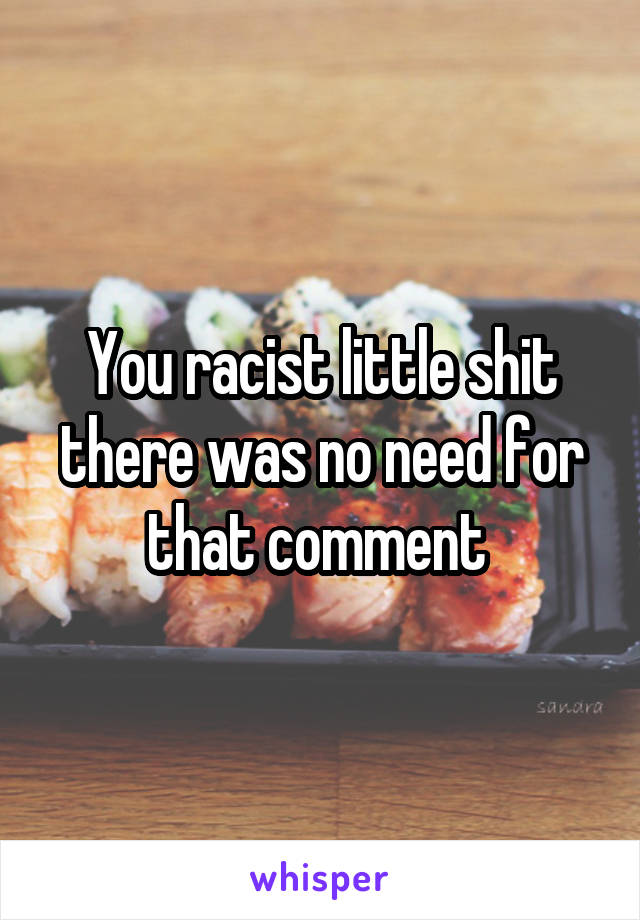 You racist little shit there was no need for that comment 