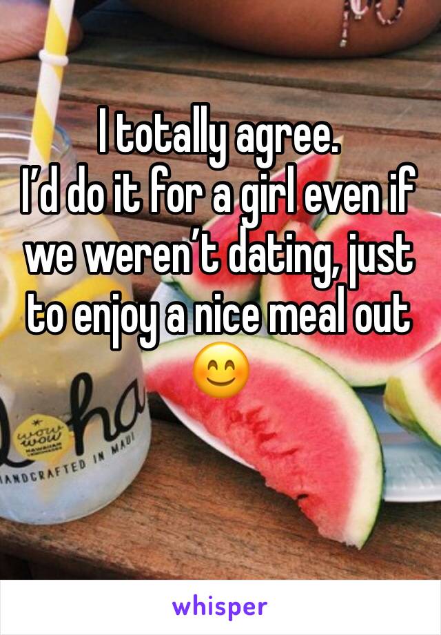 I totally agree.
I’d do it for a girl even if we weren’t dating, just to enjoy a nice meal out 😊