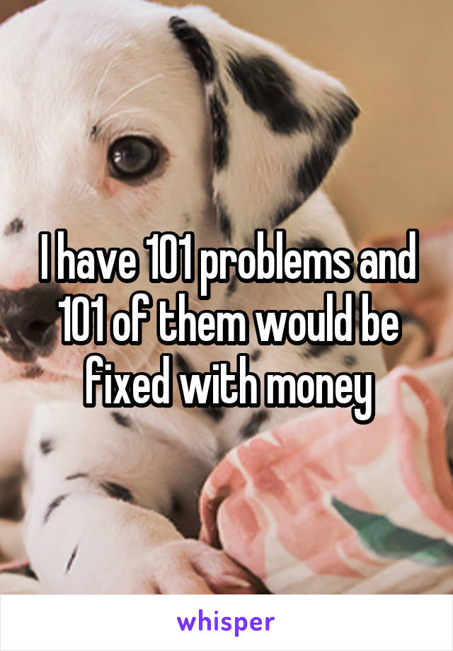 I have 101 problems and 101 of them would be fixed with money