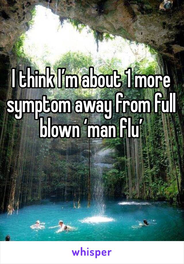 I think I’m about 1 more symptom away from full blown ‘man flu’