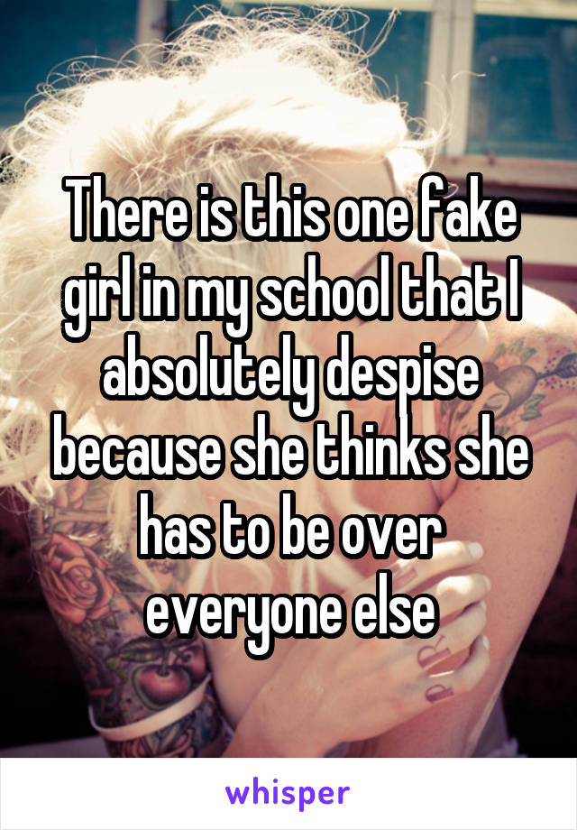 There is this one fake girl in my school that I absolutely despise because she thinks she has to be over everyone else