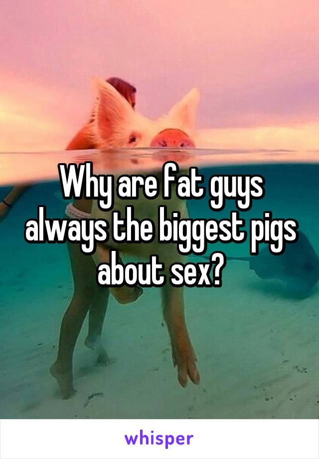 Why are fat guys always the biggest pigs about sex?