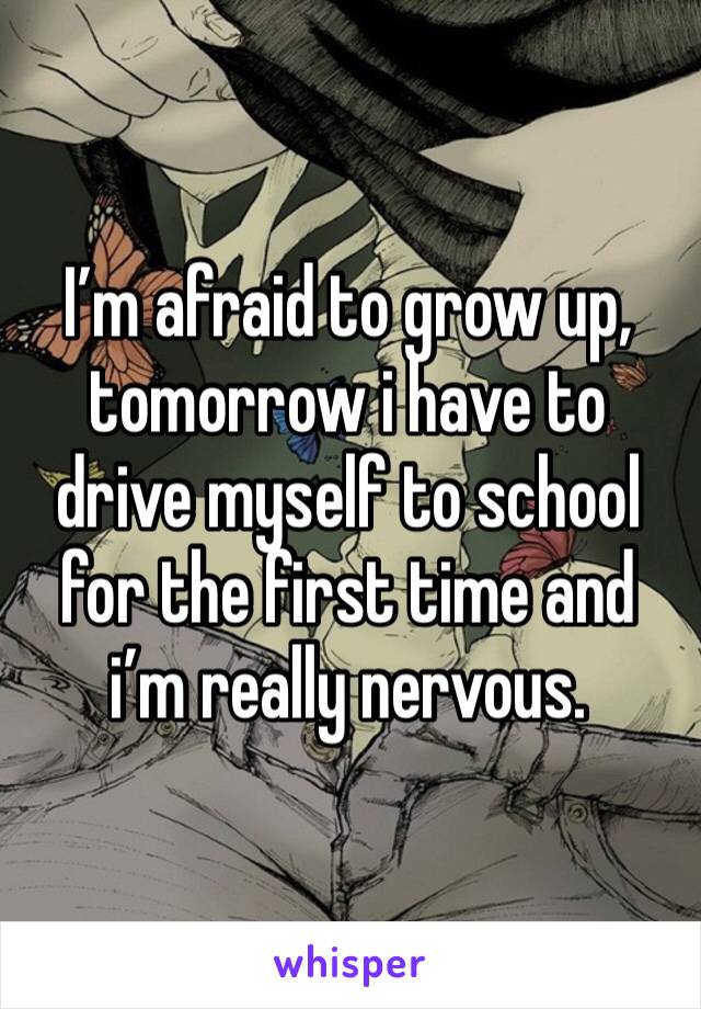 I’m afraid to grow up, tomorrow i have to drive myself to school for the first time and i’m really nervous.