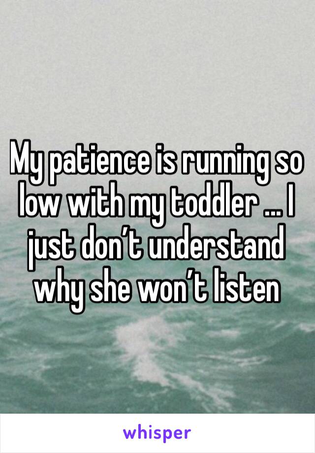 My patience is running so low with my toddler ... I just don’t understand why she won’t listen 