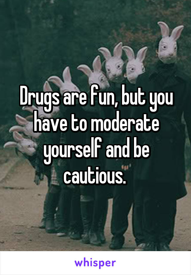 Drugs are fun, but you have to moderate yourself and be cautious. 