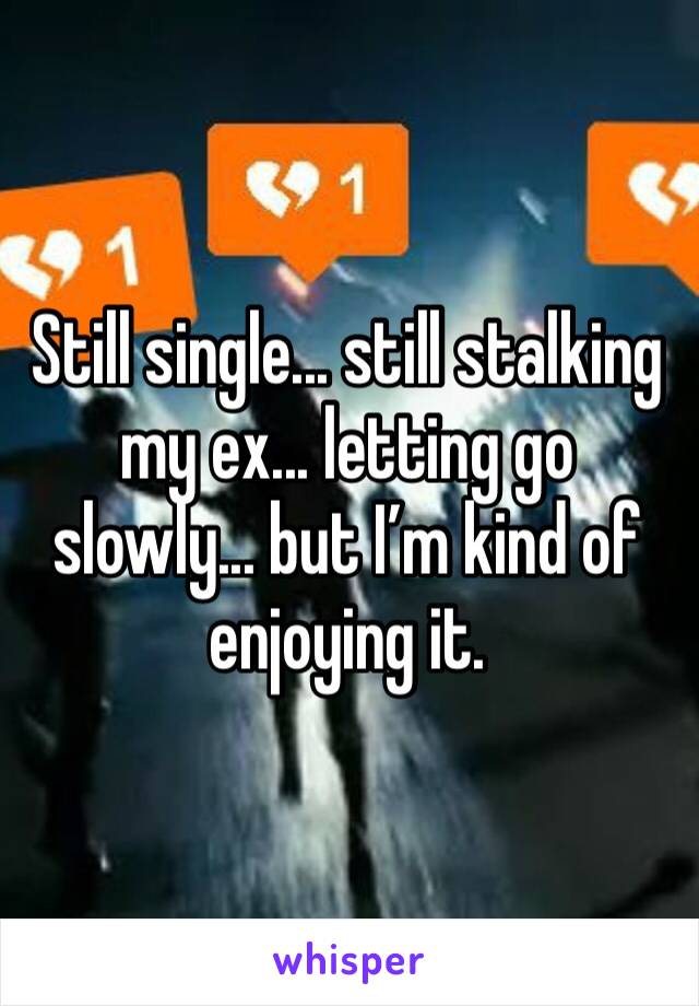 Still single... still stalking my ex... letting go slowly... but I’m kind of enjoying it. 