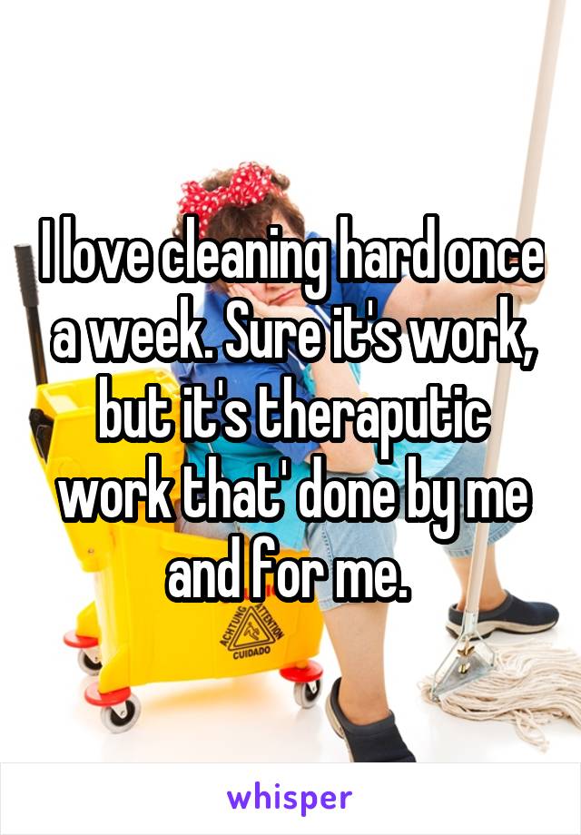 I love cleaning hard once a week. Sure it's work, but it's theraputic work that' done by me and for me. 