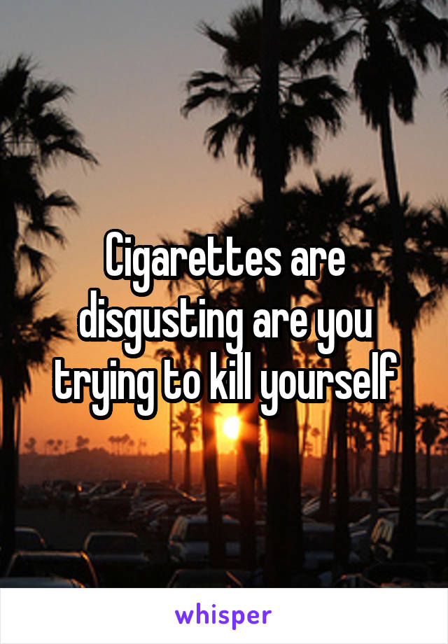 Cigarettes are disgusting are you trying to kill yourself