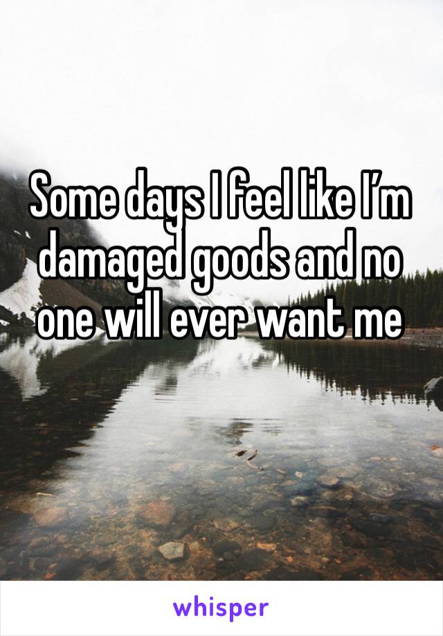 Some days I feel like I’m damaged goods and no one will ever want me 