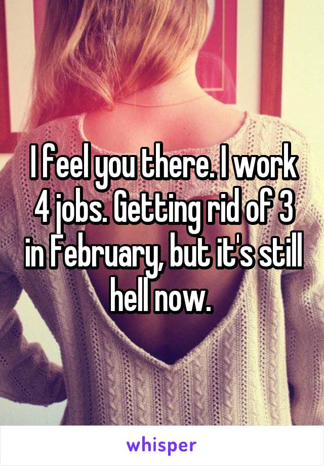 I feel you there. I work 4 jobs. Getting rid of 3 in February, but it's still hell now. 