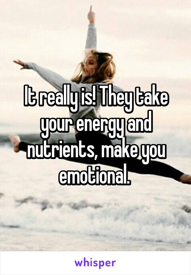 It really is! They take your energy and nutrients, make you emotional. 