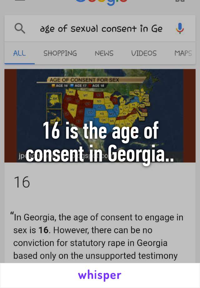 16 is the age of consent in Georgia..