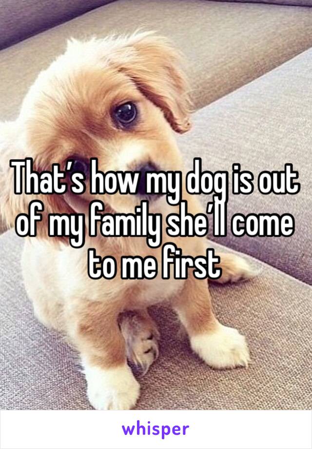 That’s how my dog is out of my family she’ll come to me first