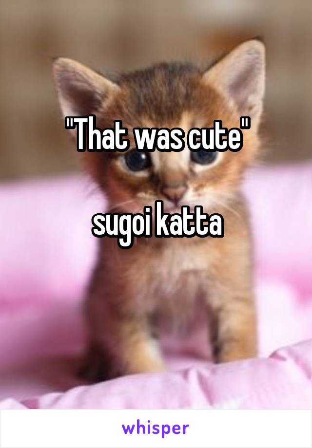 "That was cute"

sugoi katta

