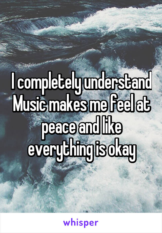 I completely understand Music makes me feel at peace and like everything is okay